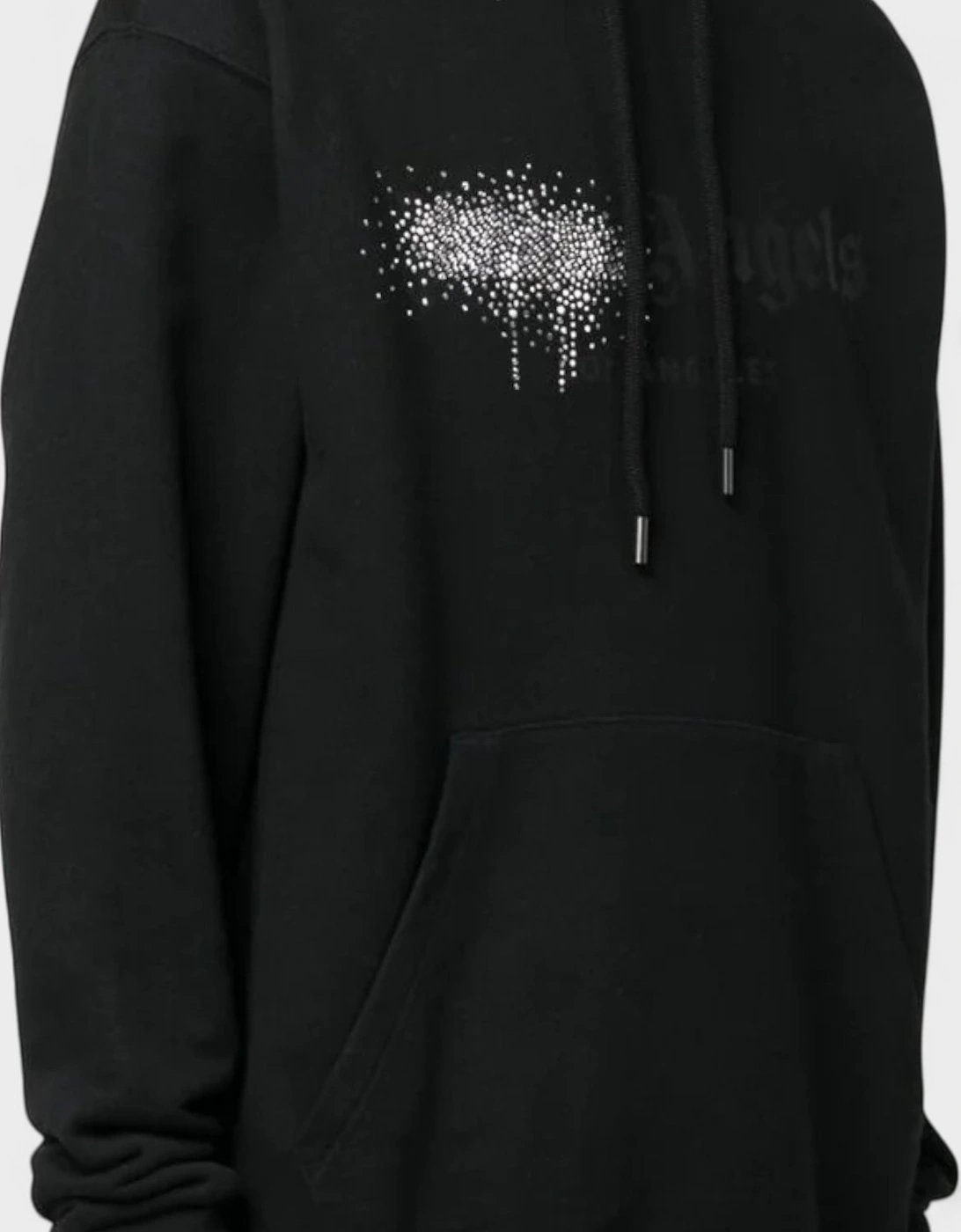 Rhinestone Sprayed Hoodie Black