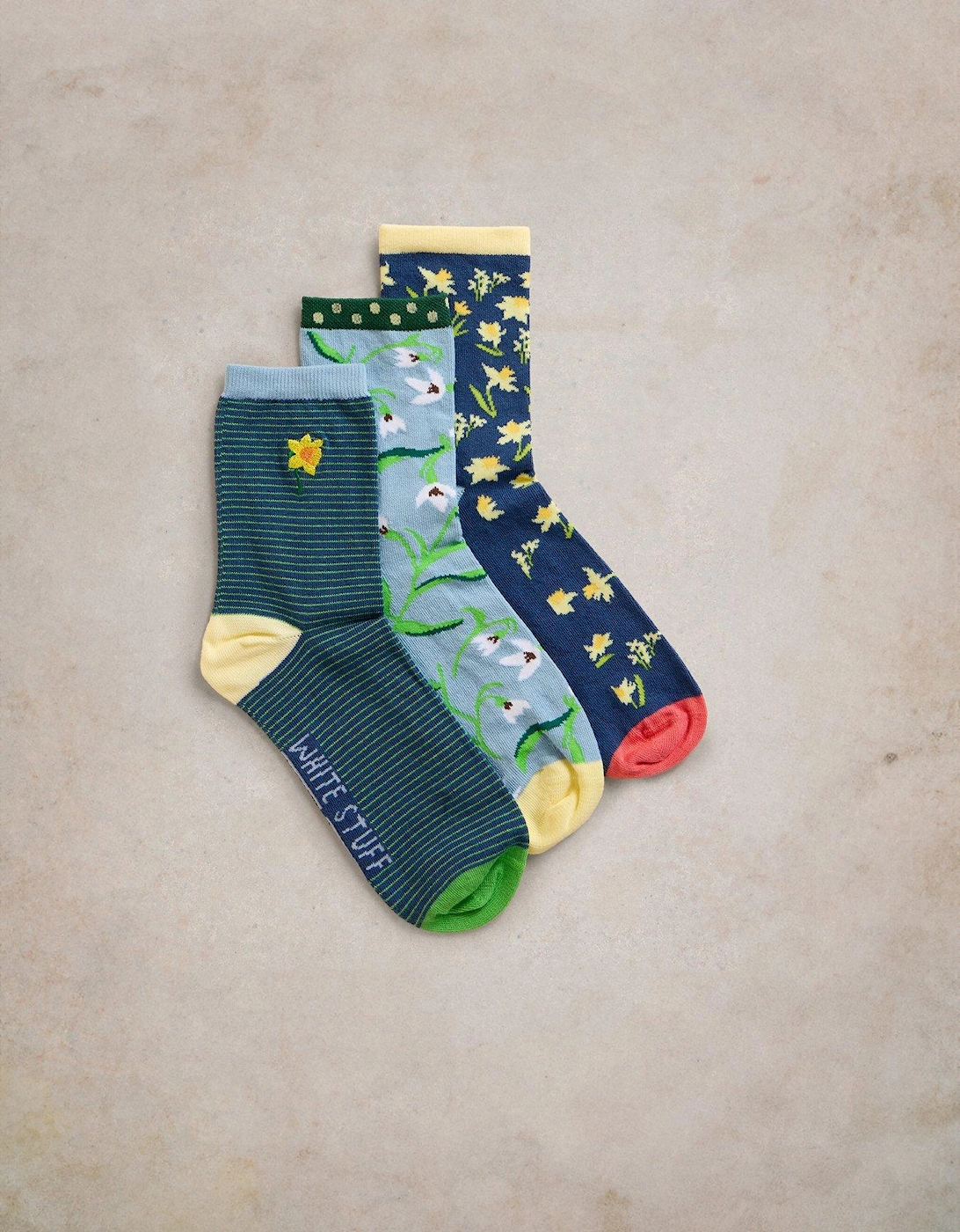 3pk Spring Floral Ankle Socks, 2 of 1