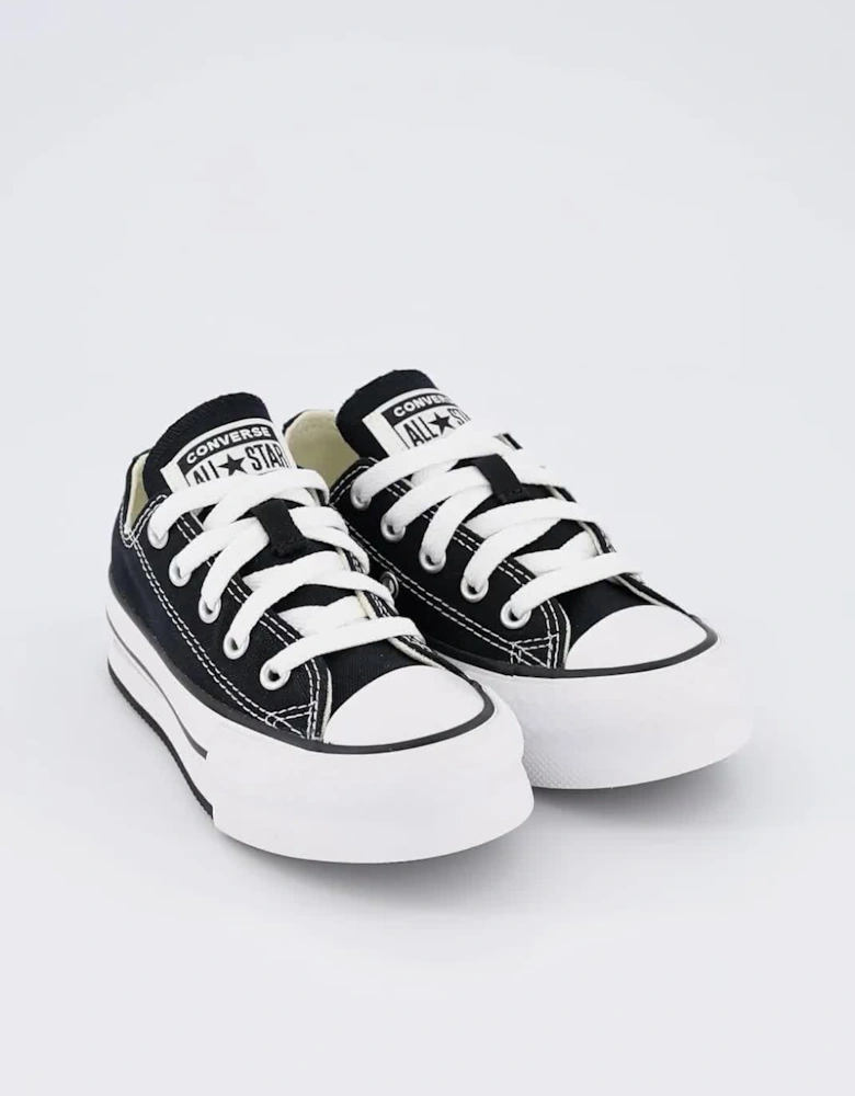 Kids Girls Eva Lift Canvas Platform Ox Trainers - Black/White