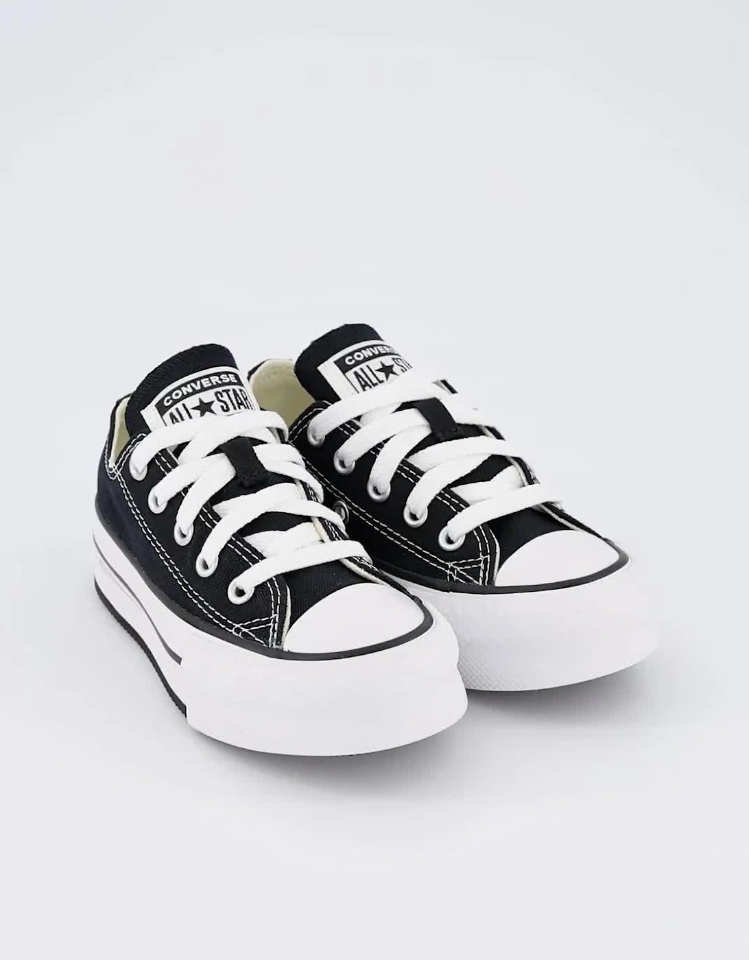 Kids Girls Eva Lift Canvas Platform Ox Trainers - Black/White