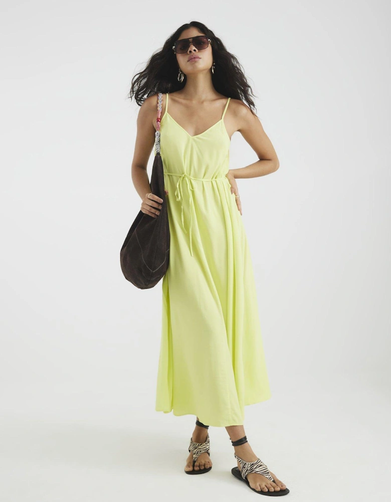 Sleeveless Tie Waist Maxi Dress