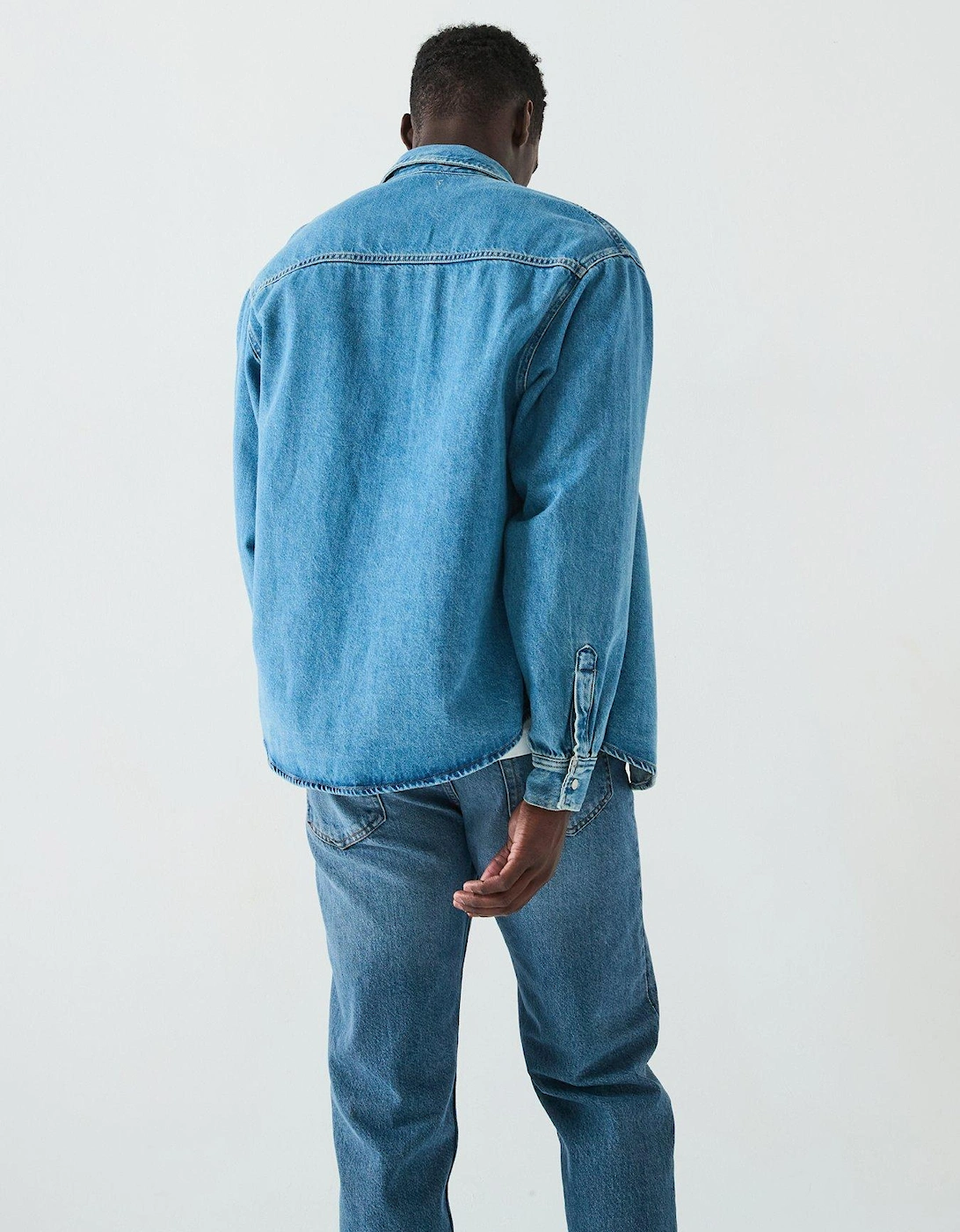 Relaxed Denim Long Sleeve Shirt - Blue