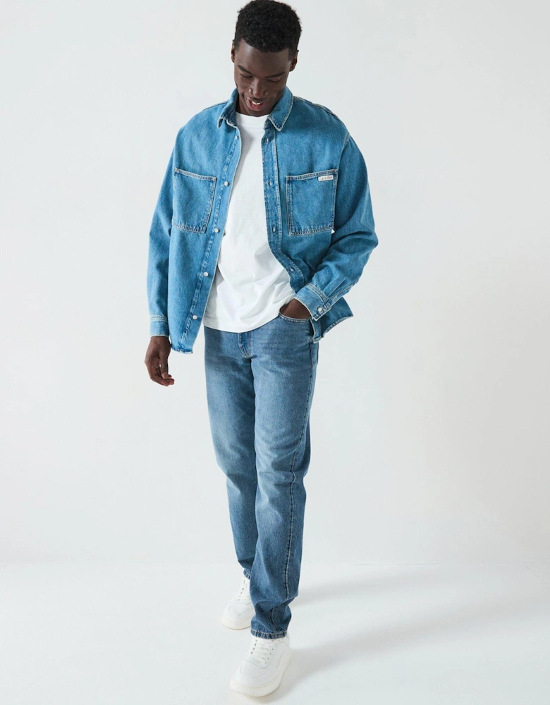 Relaxed Denim Long Sleeve Shirt - Blue