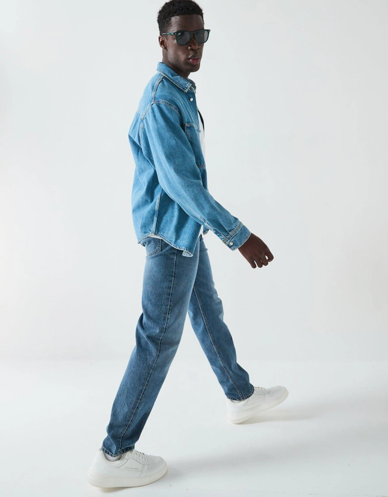 Relaxed Denim Long Sleeve Shirt - Blue