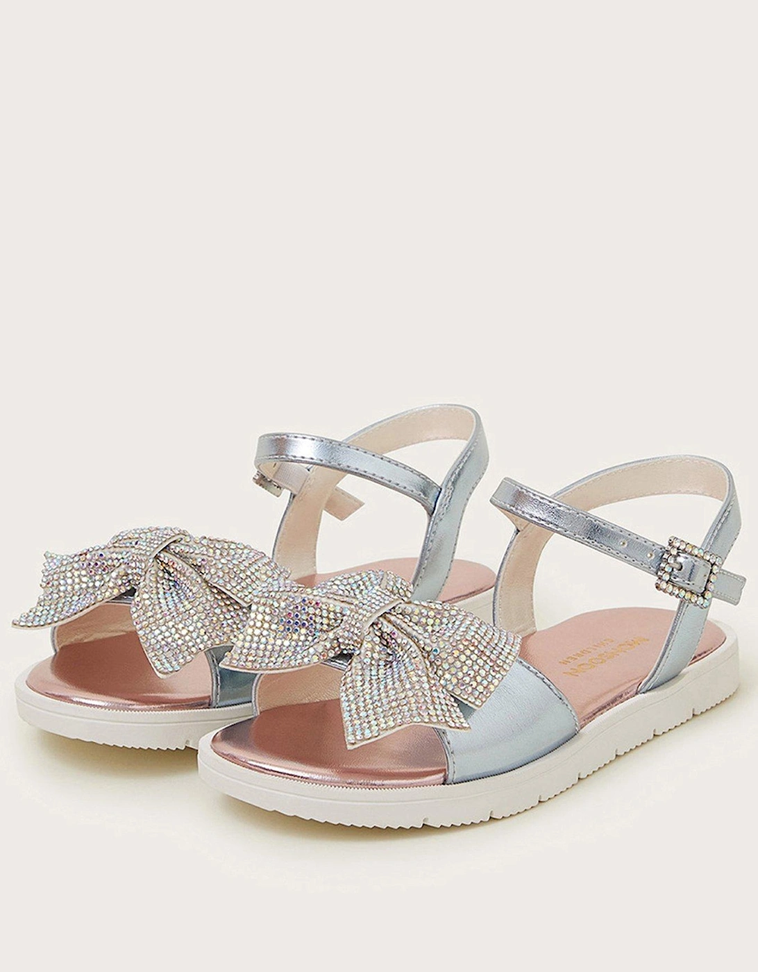 Girls Rhinestone Bow Metallic Sandals - Multi, 2 of 1