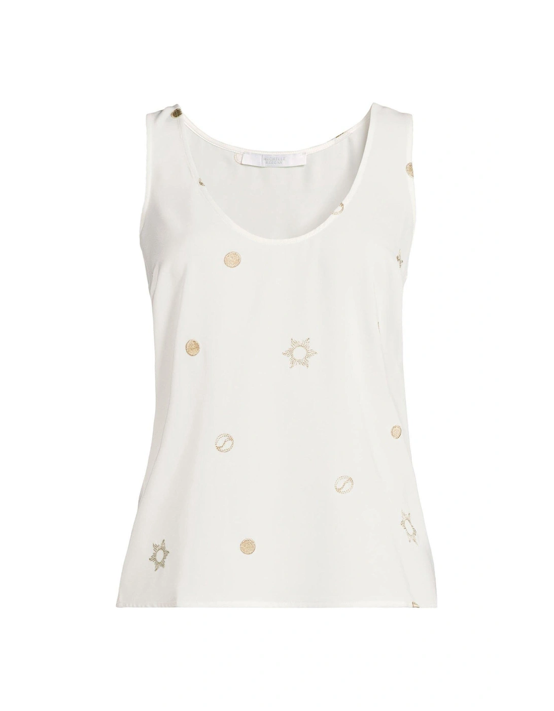 Woven Sun & Moon Fabric Loose Tank - White