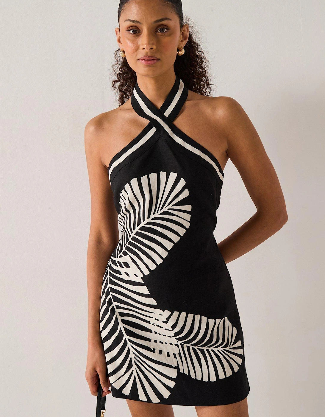Adore Halter Neck Palm Linen Mini, 2 of 1