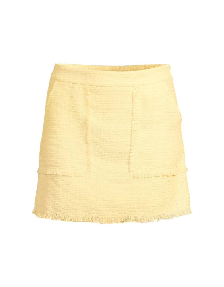 Co-Ord Frayed Hem Mini Skirt - Yellow 
