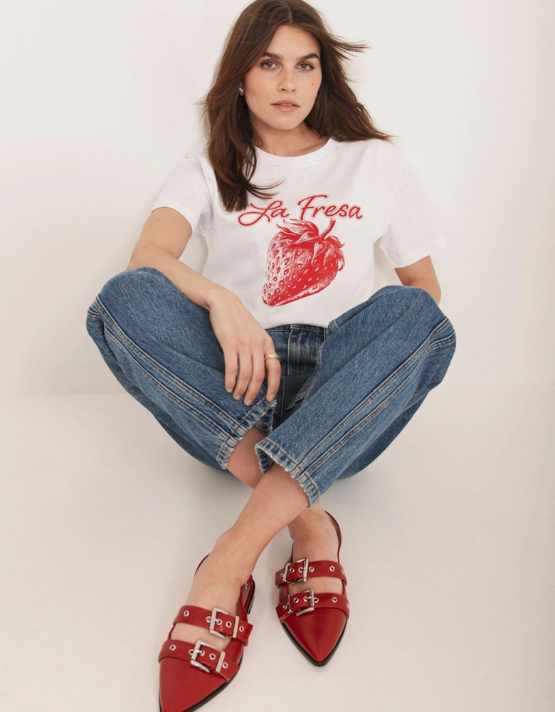Ivory Strawberry T-Shirt - Red