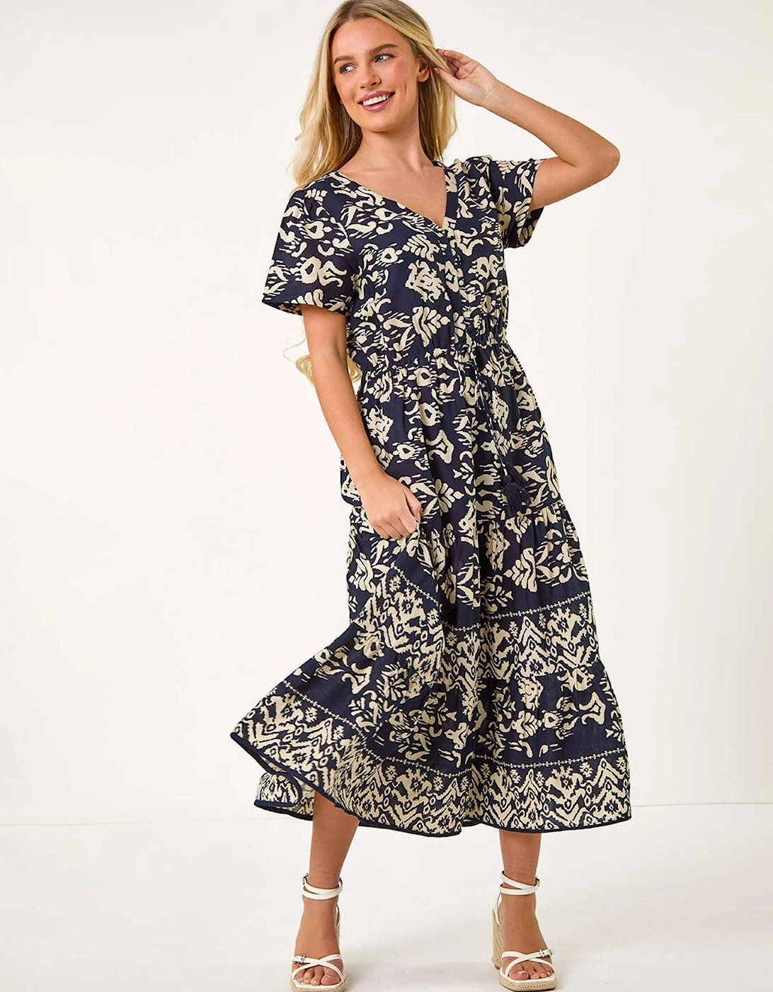 Petite Aztec Print Stretch Midi Dress, 2 of 1