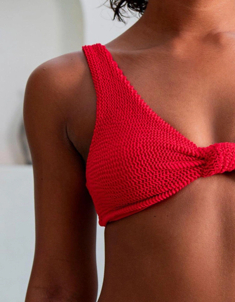 Scrunch Knot Bikini Top - Red
