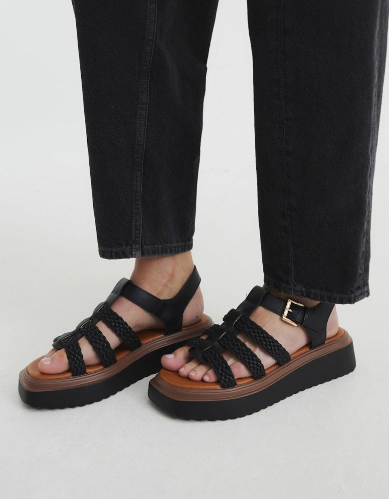 Fisherman Flatform Sandal - Black