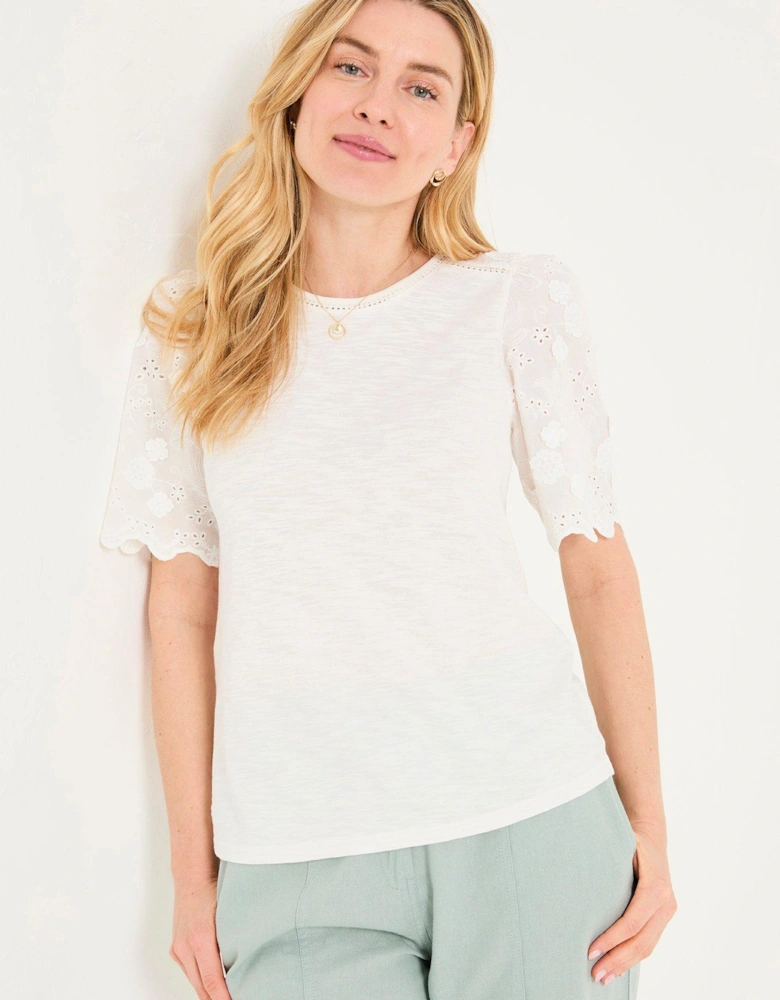 Pretty Broderie Top - White