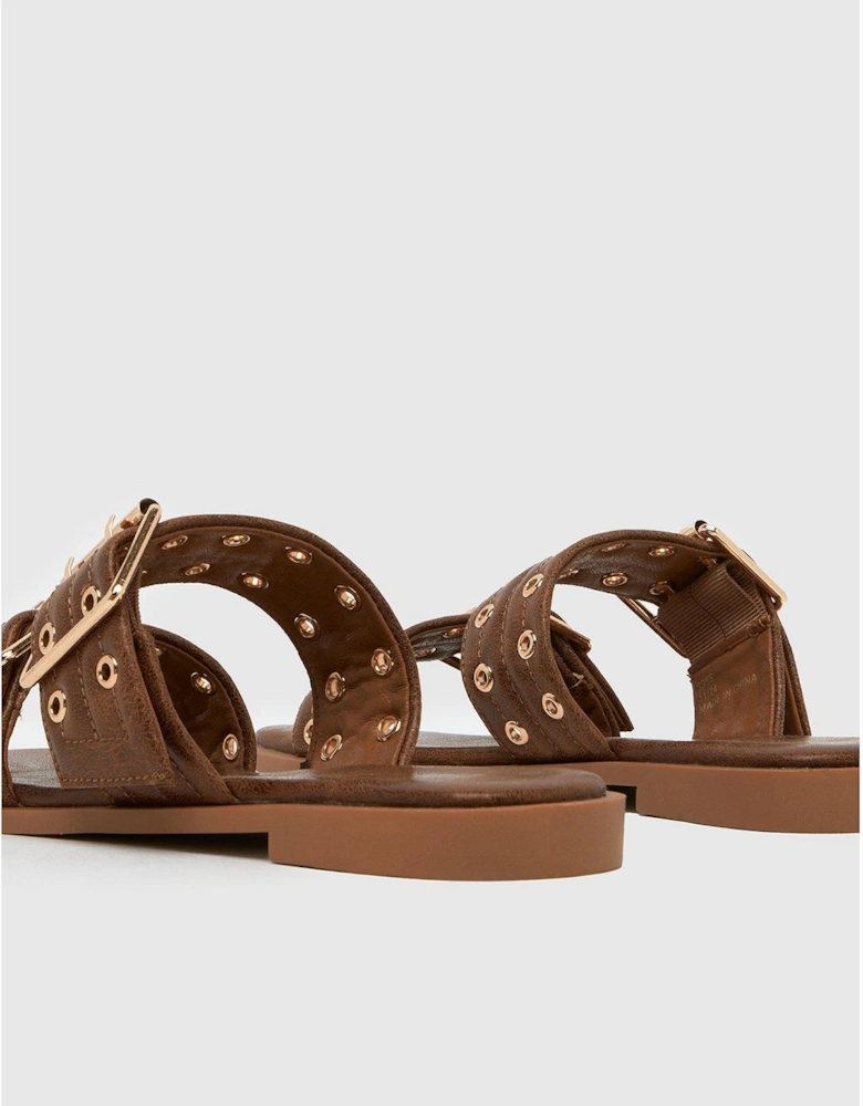 Tenika Buckle Detail Sandals - Tan