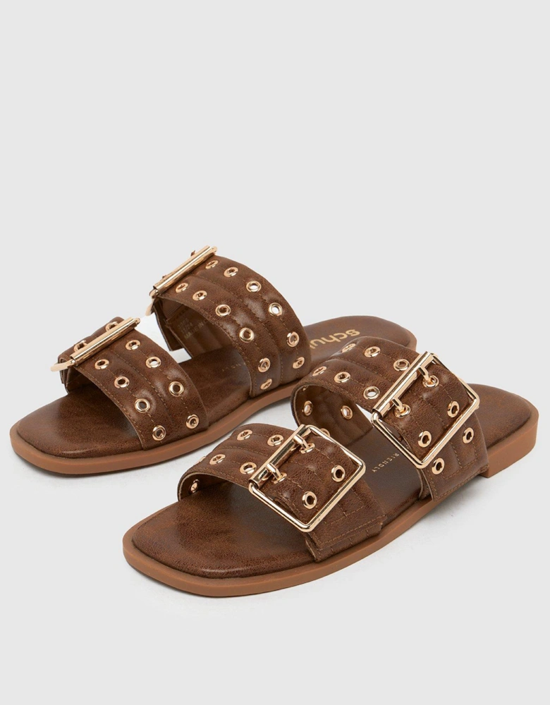 Tenika Buckle Detail Sandals - Tan