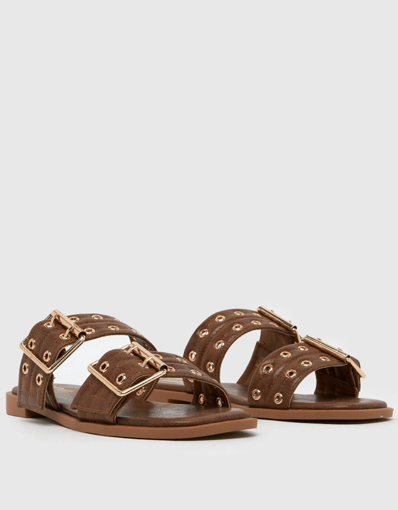 Tenika Buckle Detail Sandals - Tan