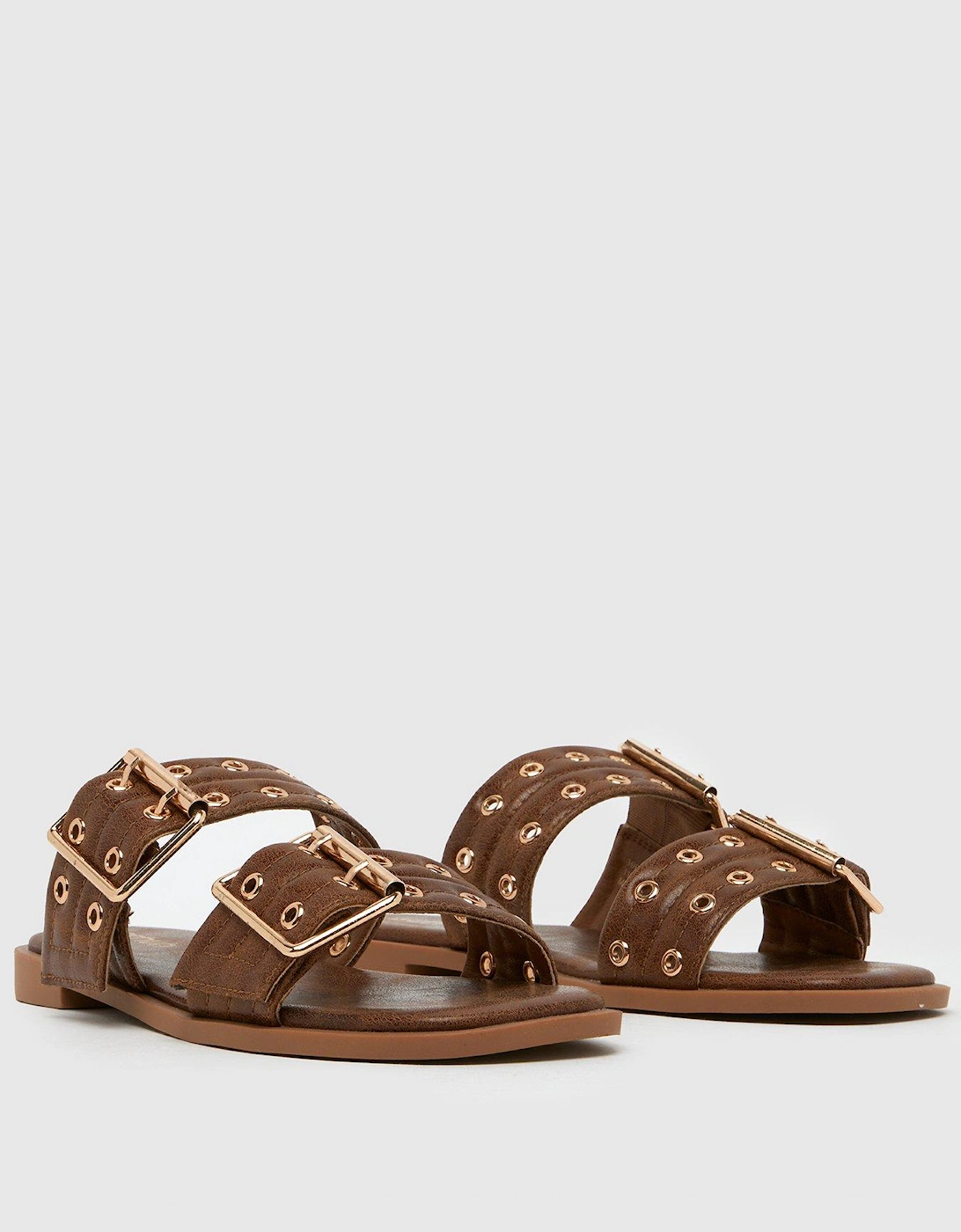 Tenika Buckle Detail Sandals - Tan