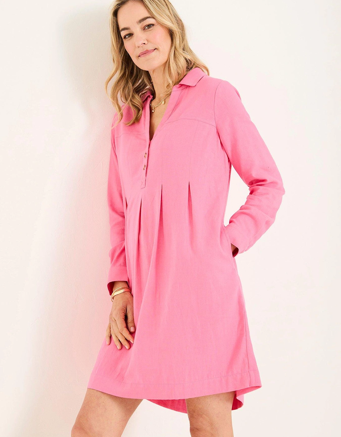 Lena Linen Dress - Pink, 2 of 1