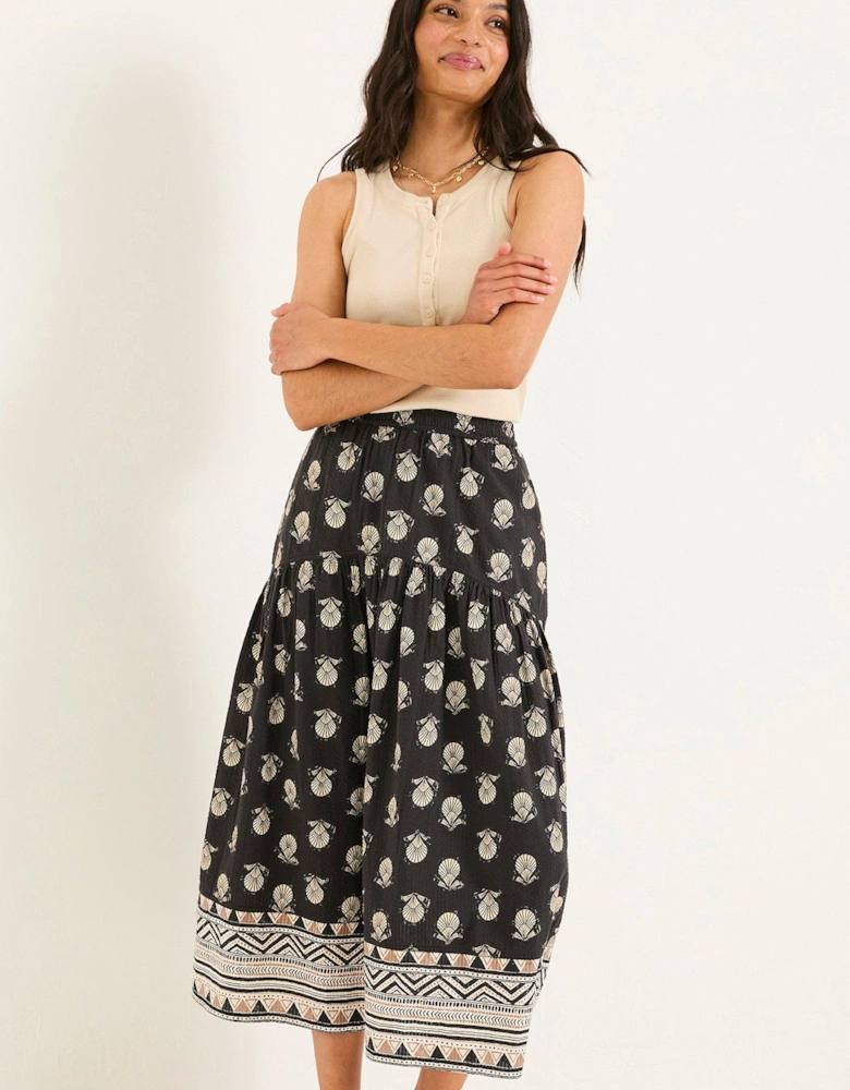 Betty Lino Shells Skirt - Black