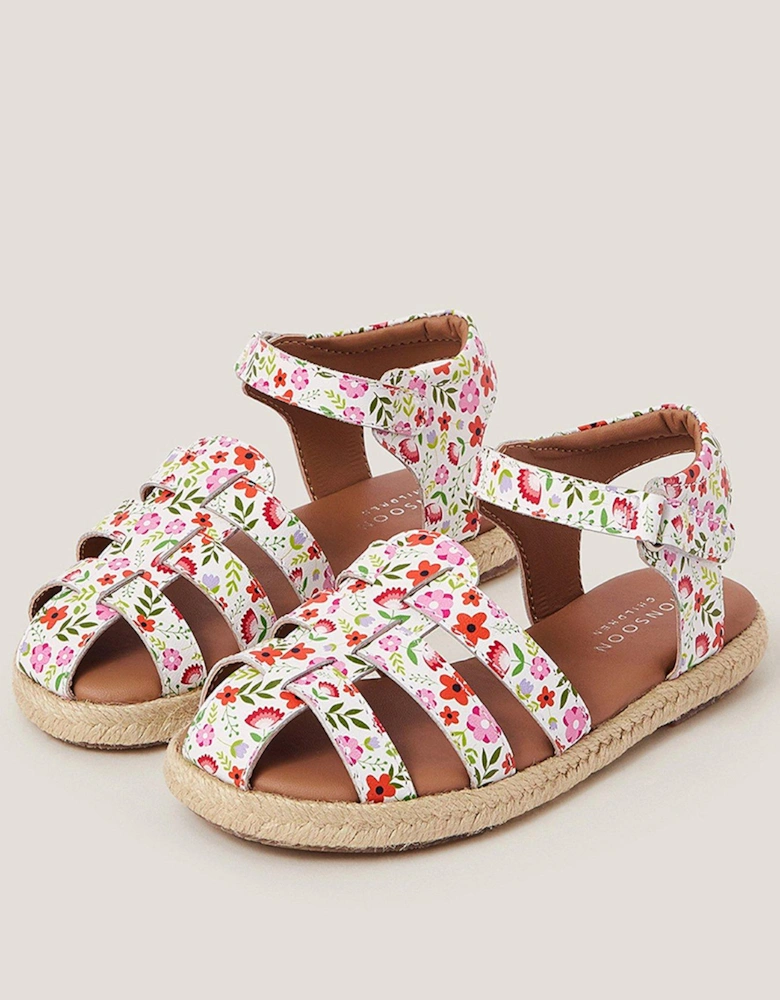 Girls Printed Flower Caged Sandal - Multi
