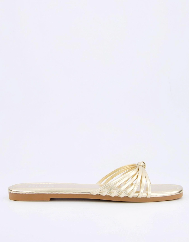 Wide Fit Bella Sandals - Flat - Gold