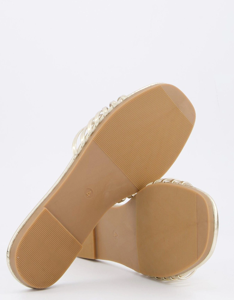 Wide Fit Bella Sandals - Flat - Gold