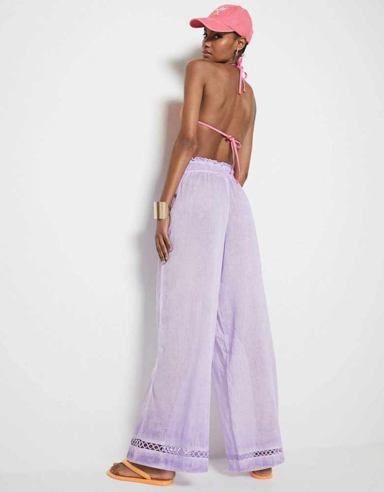 Washed Wide Leg Trousers Co-Ord - Light Purple