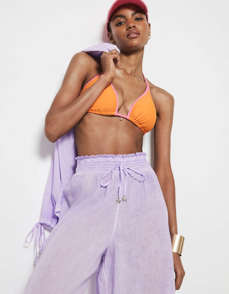 Washed Wide Leg Trousers Co-Ord - Light Purple