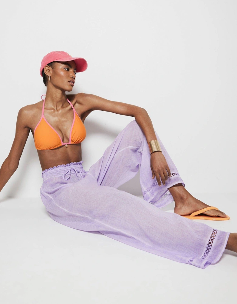 Washed Wide Leg Trousers Co-Ord - Light Purple