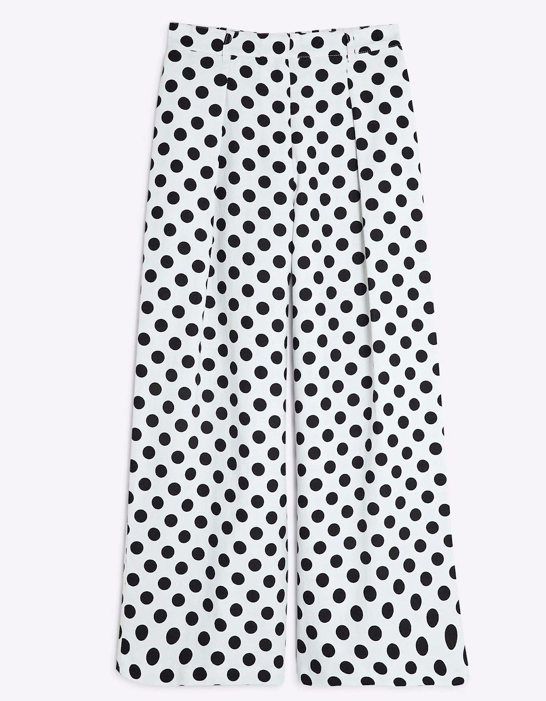Petite Polka Dot Wide Leg Trousers - White