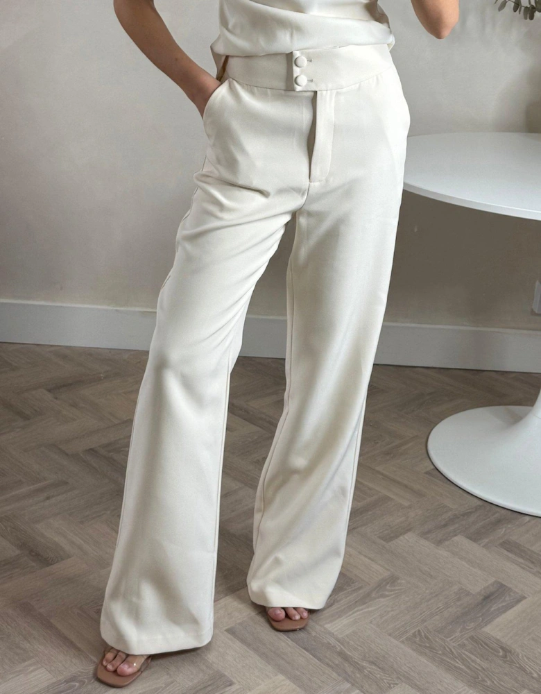 Tailored Straight Leg Trouser - Cream
