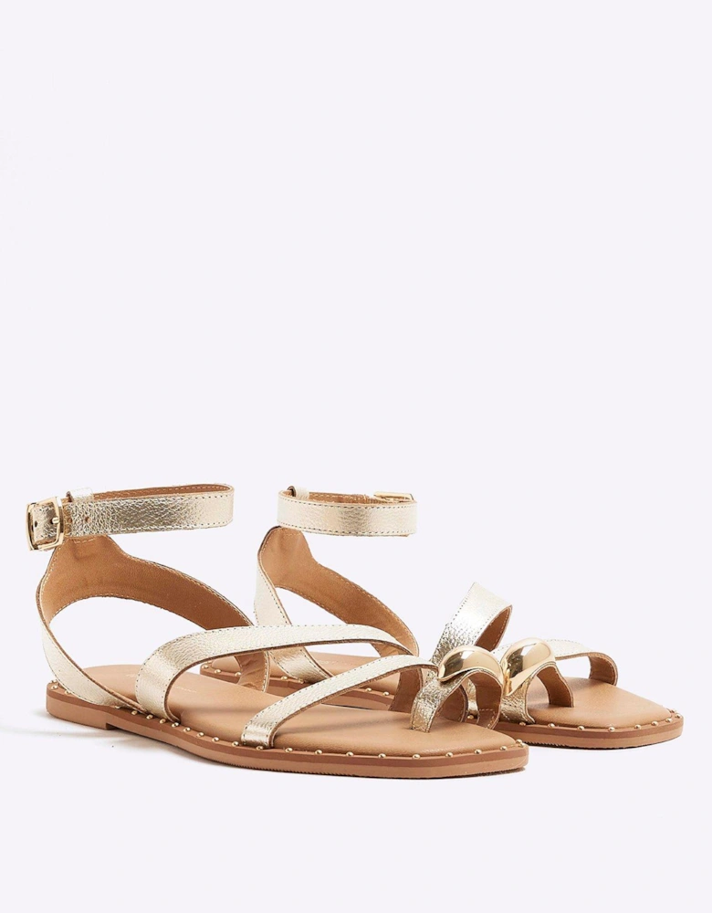 Studded Toe Clip Sandal - Gold