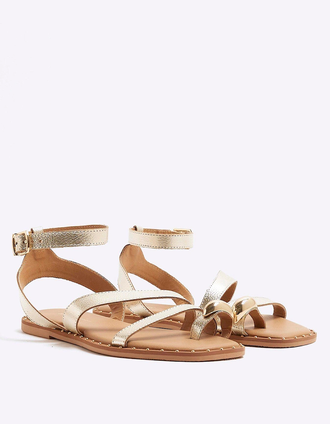 Studded Toe Clip Sandal - Gold