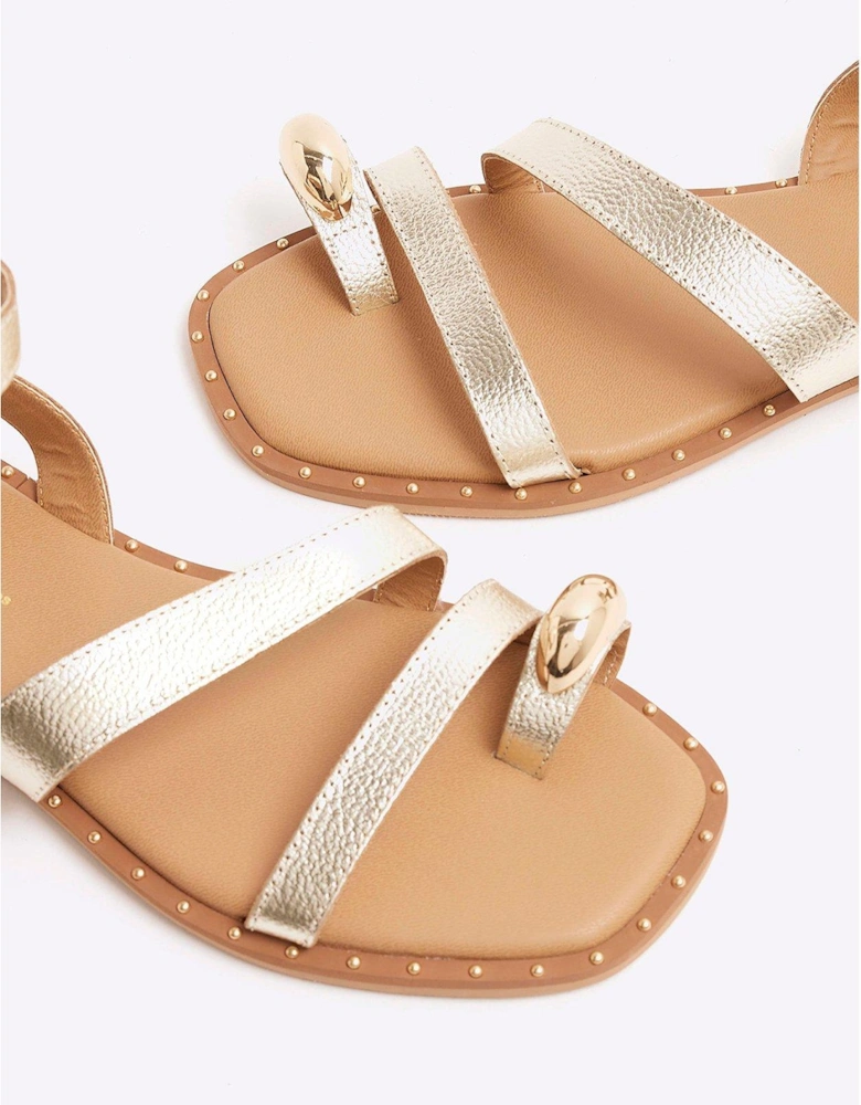 Studded Toe Clip Sandal - Gold