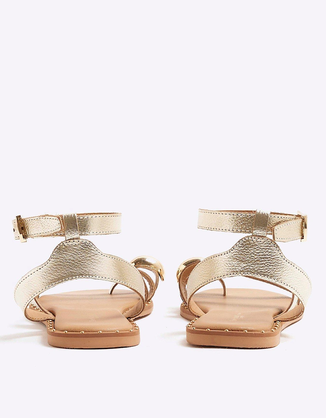 Studded Toe Clip Sandal - Gold