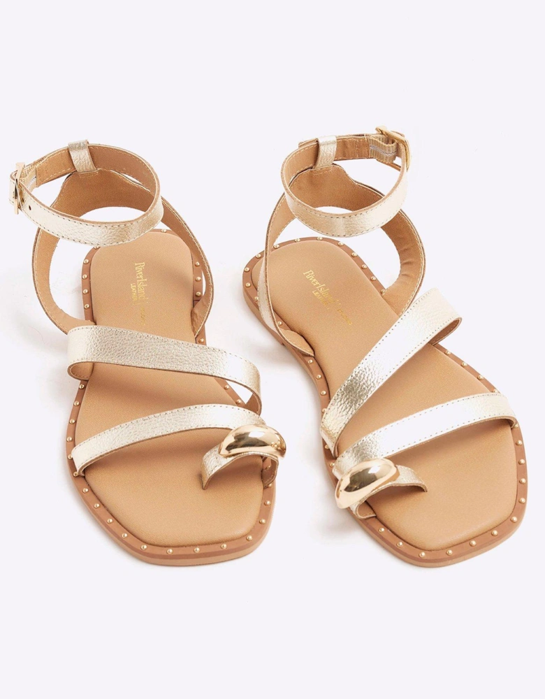 Studded Toe Clip Sandal - Gold