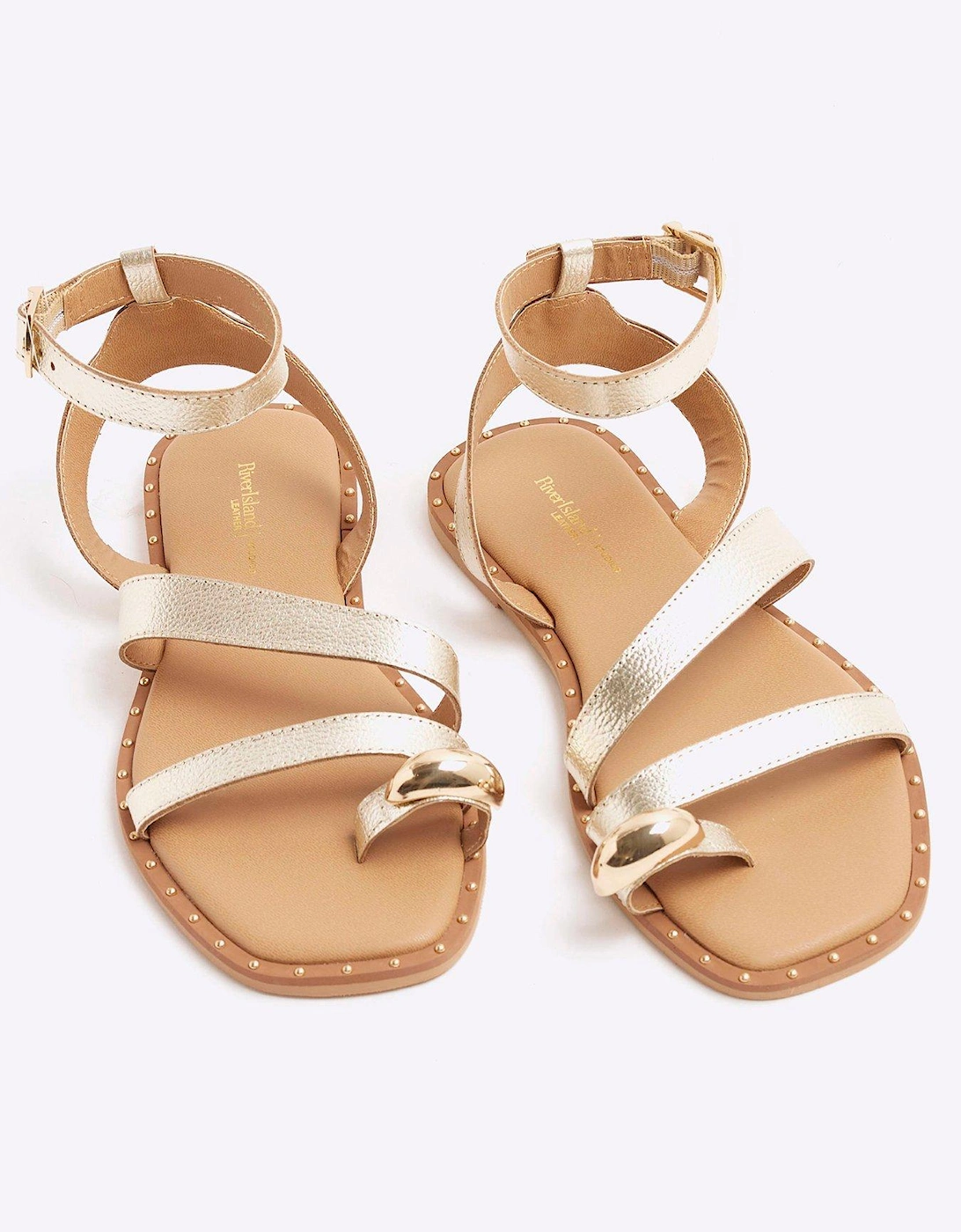 Studded Toe Clip Sandal - Gold