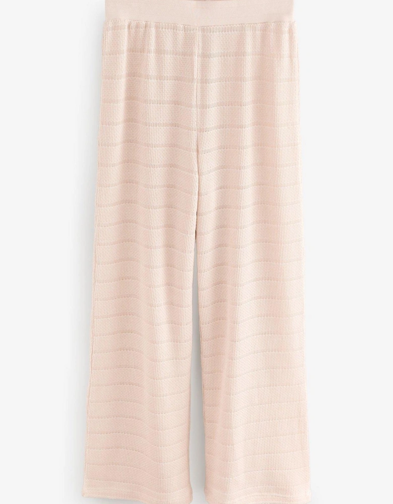 Button Through Knitted Pyjamas - Cream