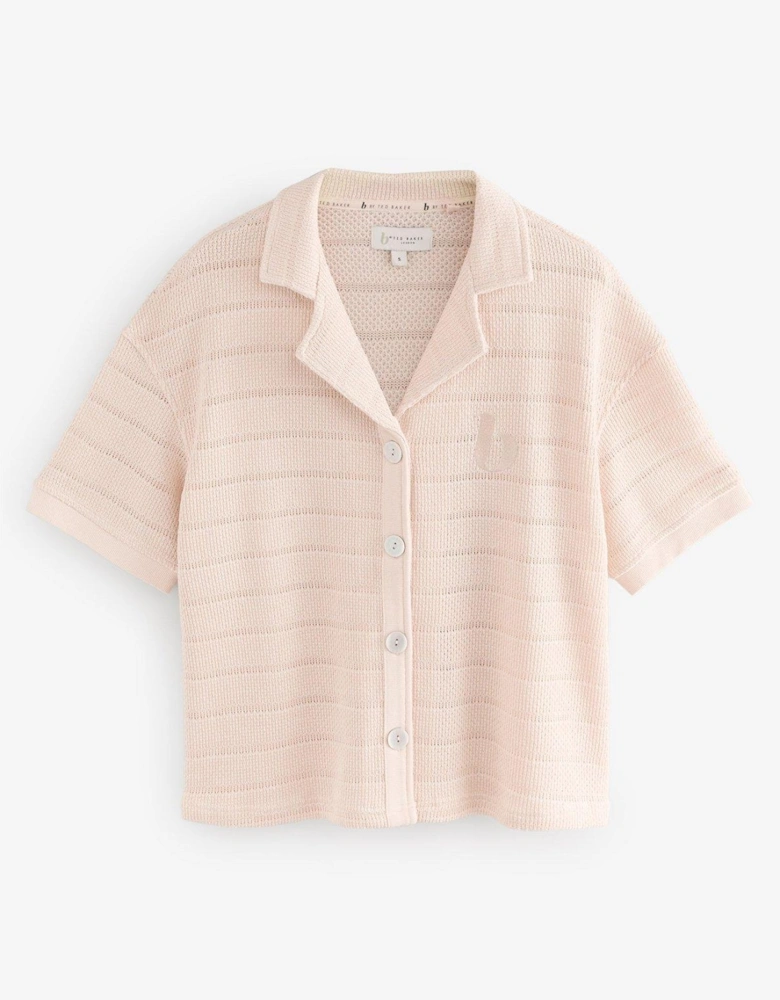 Button Through Knitted Pyjamas - Cream