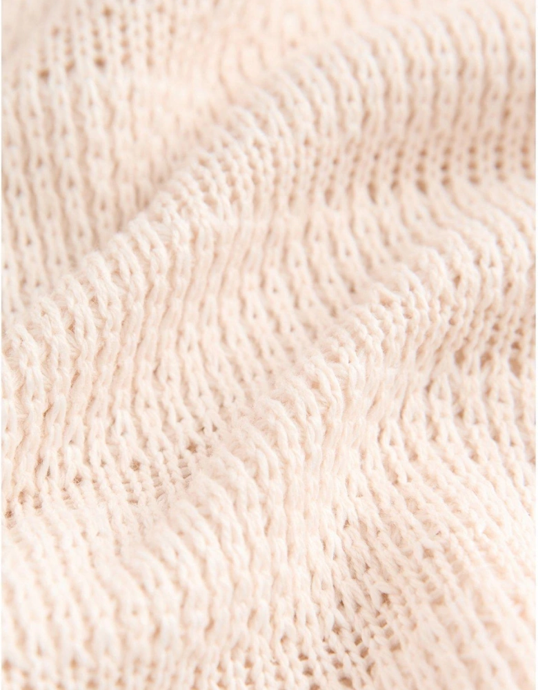 Button Through Knitted Pyjamas - Cream