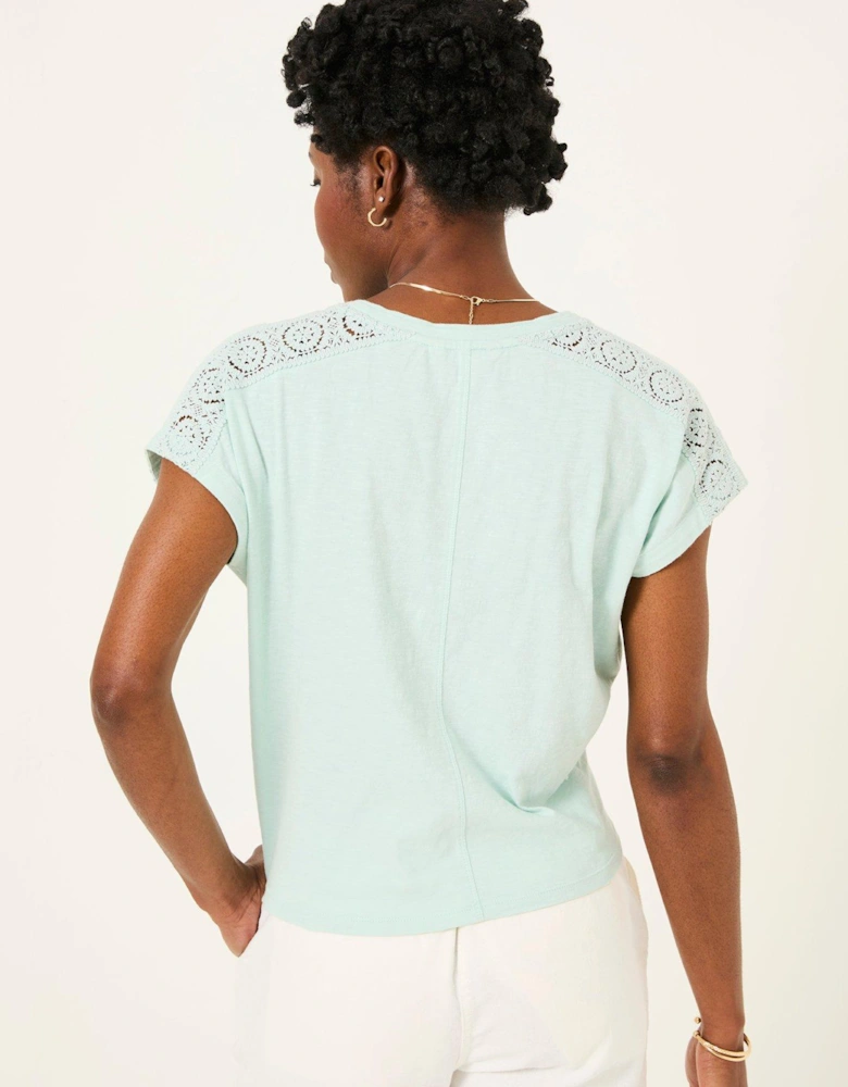 Lace Tie Front Top - Green