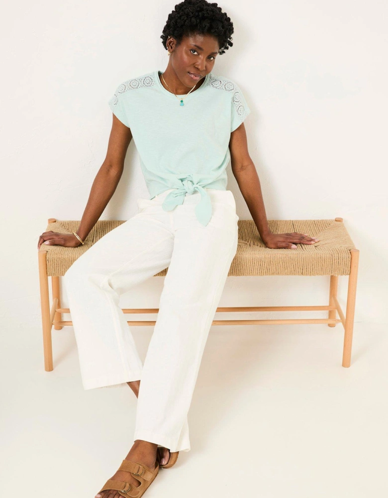 Lace Tie Front Top - Green