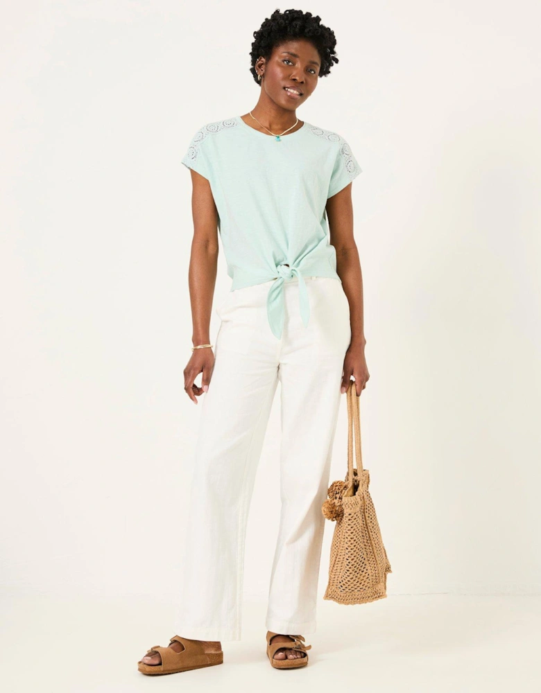 Lace Tie Front Top - Green