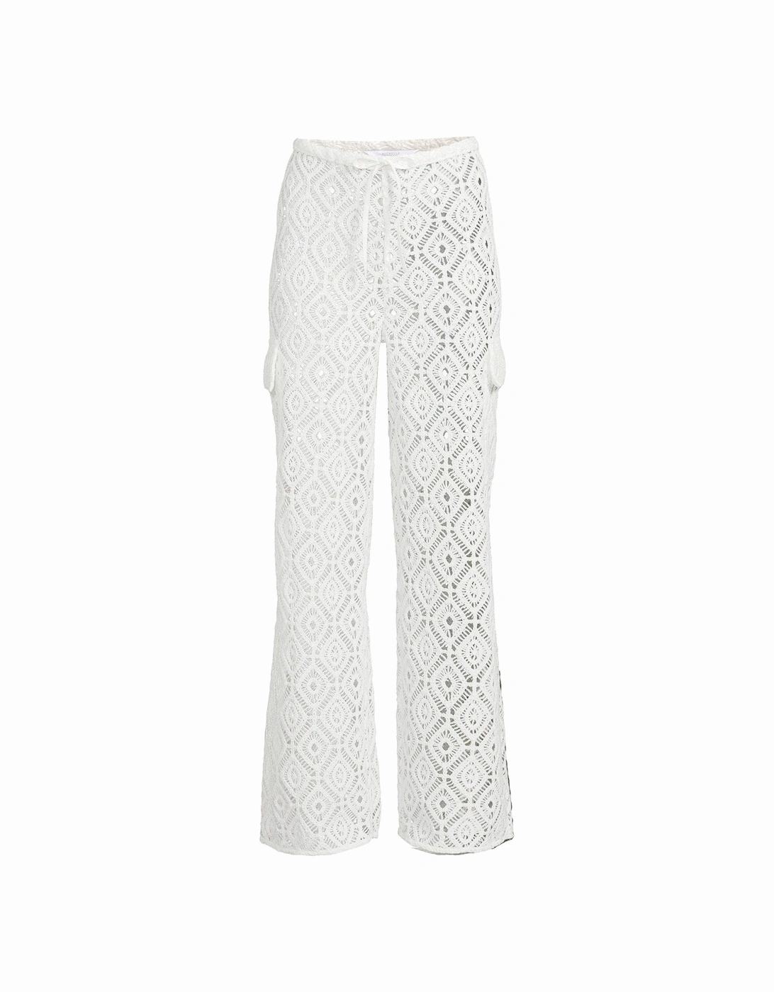 Crochet Cargo Trouser - Cream