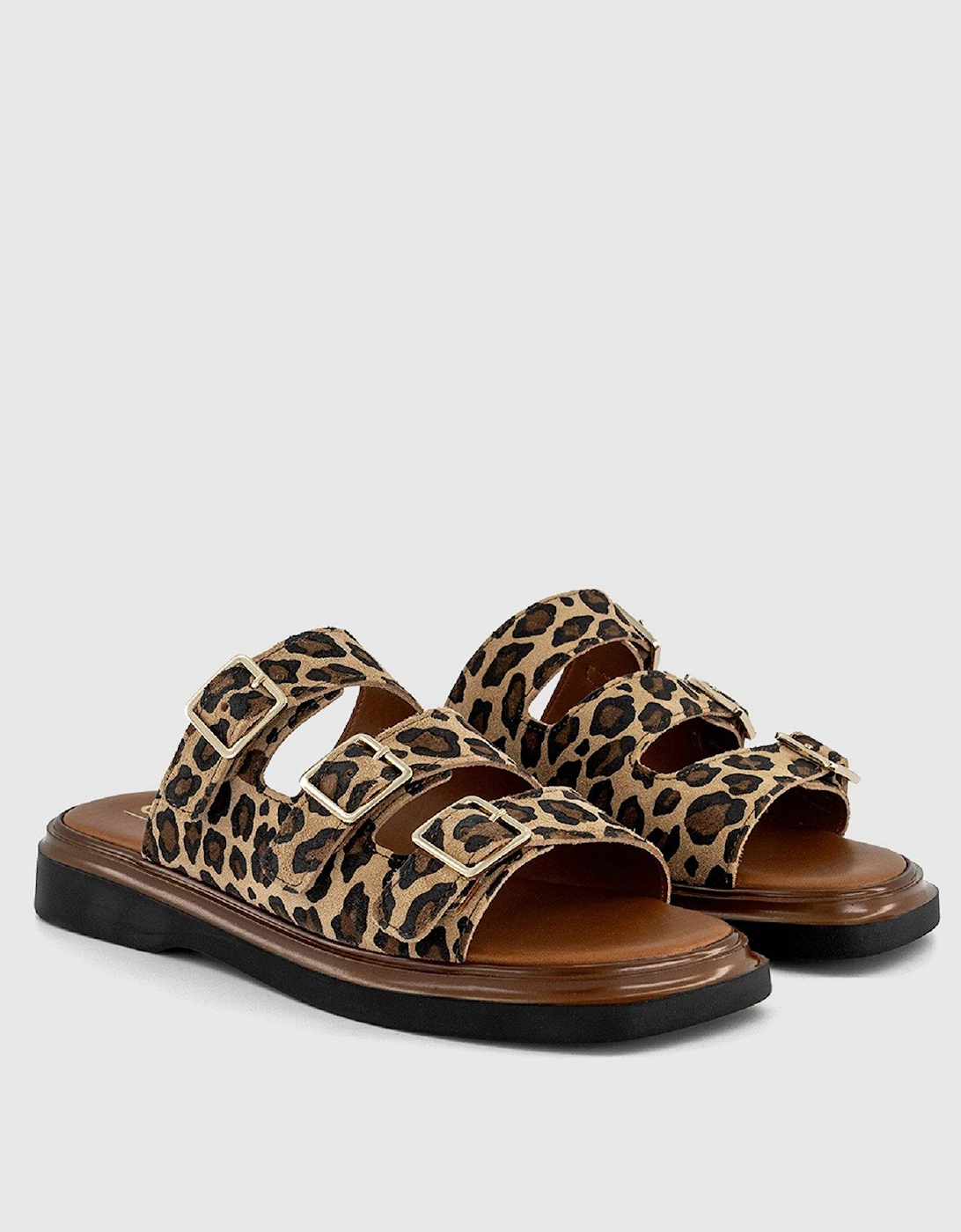 Savana Triple Strap Sandals - Leopard