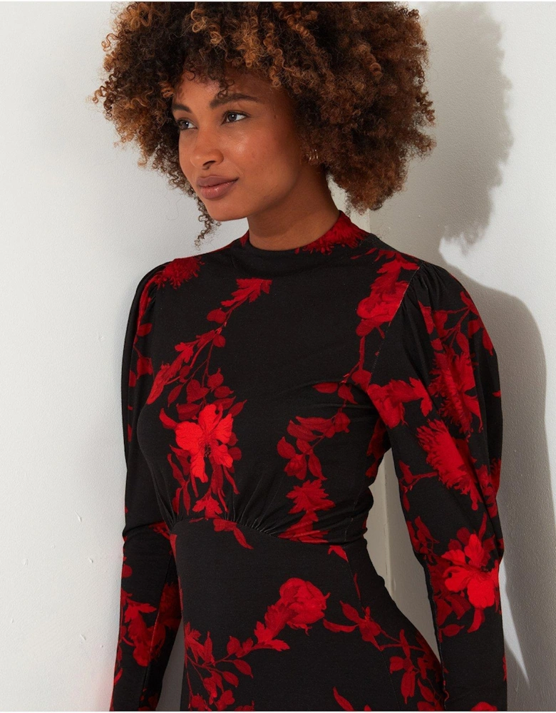 Daringly Different Jersey Dress - Black
