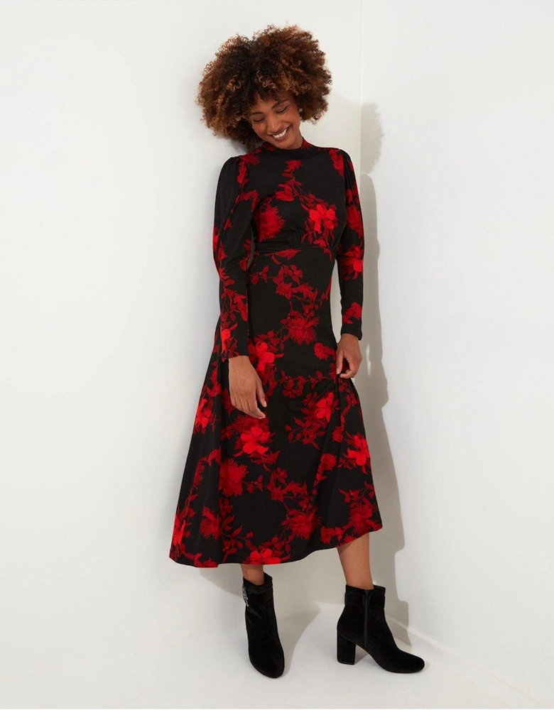 Daringly Different Jersey Dress - Black