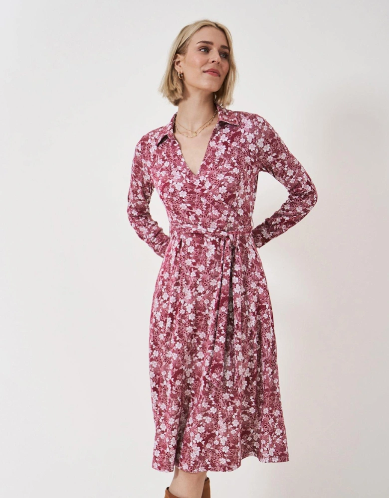 Dani Floral Jersey Wrap Dress - Red