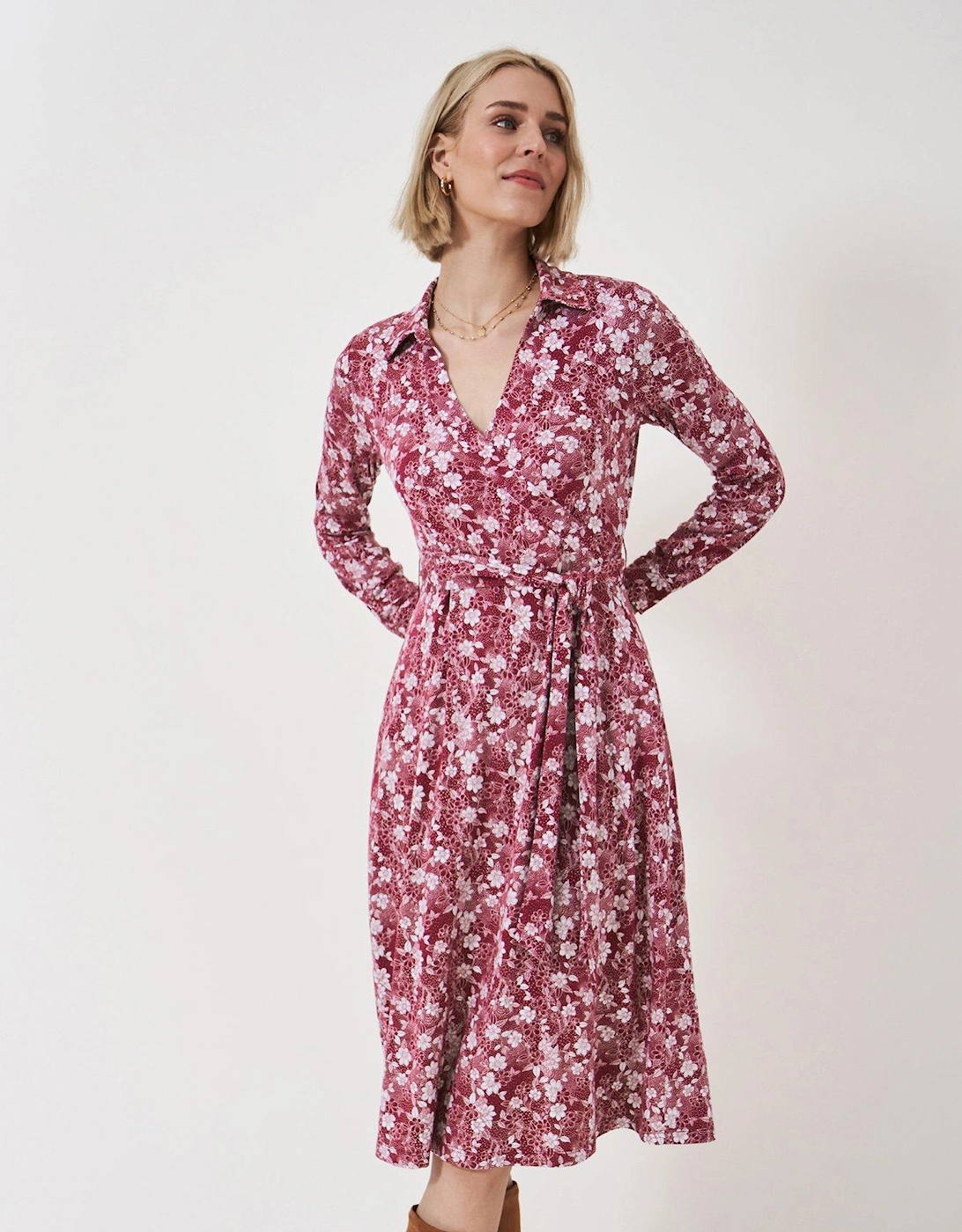 Dani Floral Jersey Wrap Dress - Red