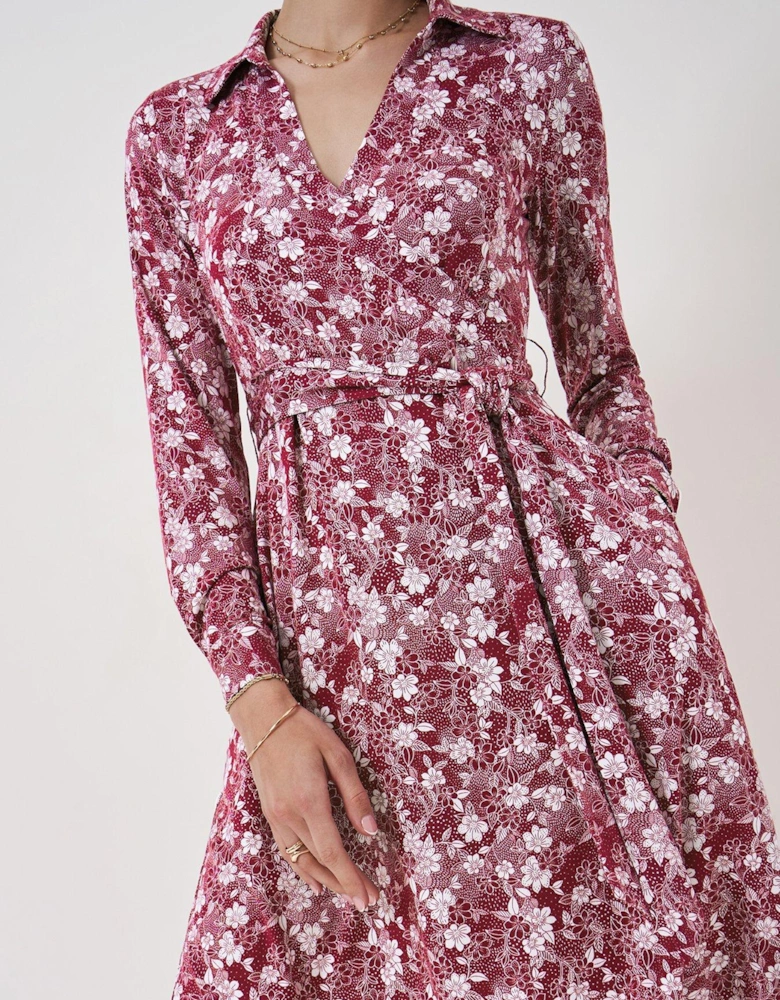Dani Floral Jersey Wrap Dress - Red